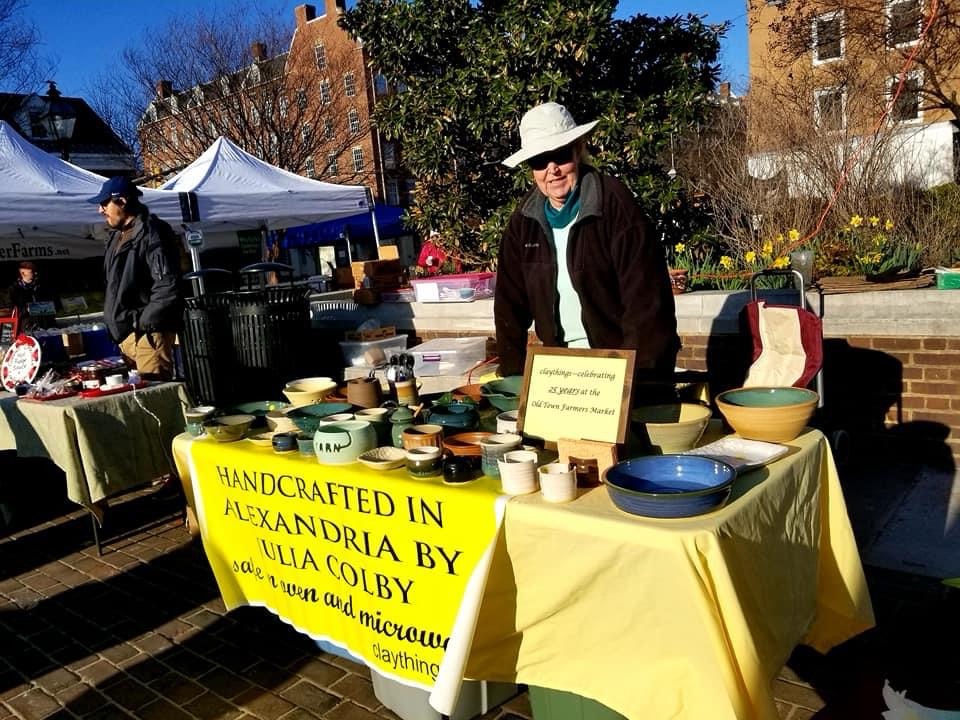 Julia's market table at the Old Town Farmers Market in Alexandria, Virginia