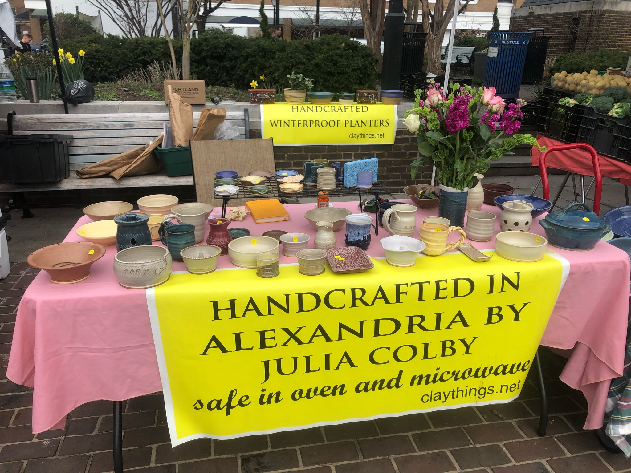 Julia's market table at the Old Town Farmers Market in Alexandria, Virginia
